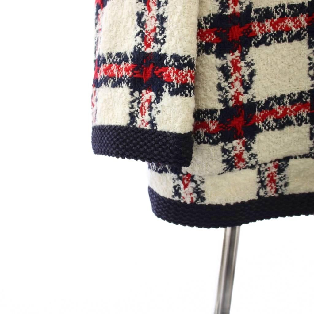Gucci Coat Tweed GG Button Middle Length Check 38 White — view 6
