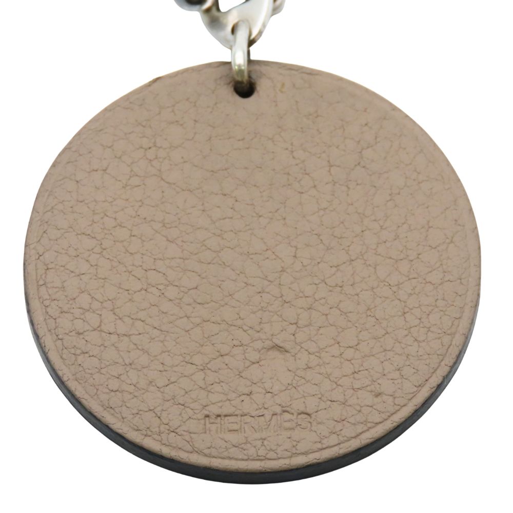 Hermes Bag Charm Animal Hippopotamus Leather Grey Cover Greige — view 3