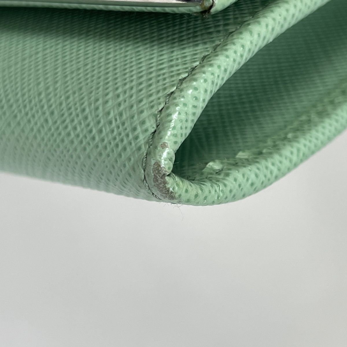 Prada Logo Chain Wallet Leather Green — view 3