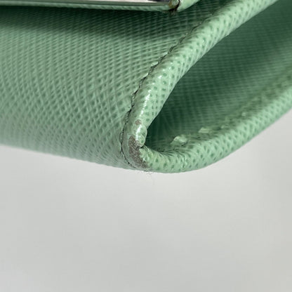 Prada Logo Chain Wallet Leather Green — view 3