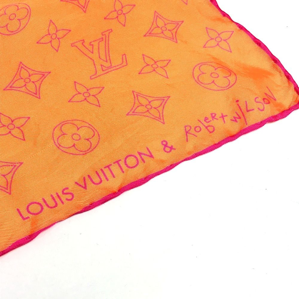 Louis Vuitton Scarf Monogram Logo Neon Color Silk Orange — view 3