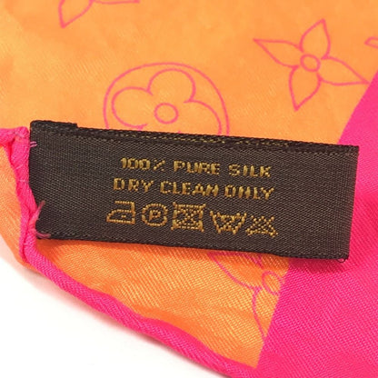 Louis Vuitton Scarf Monogram Logo Neon Color Silk Orange — view 5