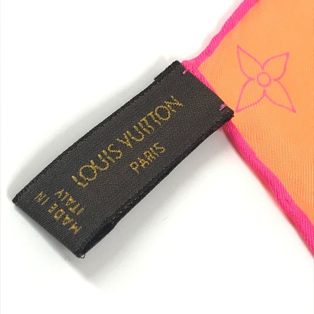 Louis Vuitton Scarf Monogram Logo Neon Color Silk Orange — view 4