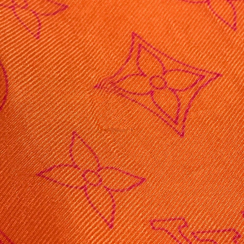 Louis Vuitton Scarf Monogram Logo Neon Color Silk Orange — view 7