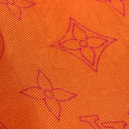 Louis Vuitton Scarf Monogram Logo Neon Color Silk Orange — view 7