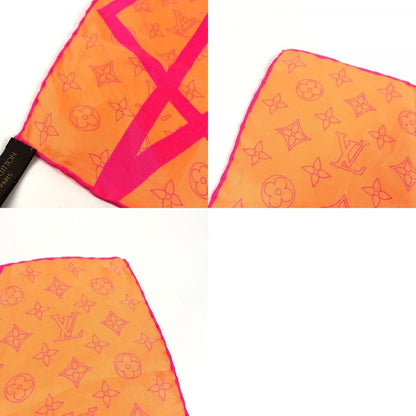 Louis Vuitton Scarf Monogram Logo Neon Color Silk Orange — view 9