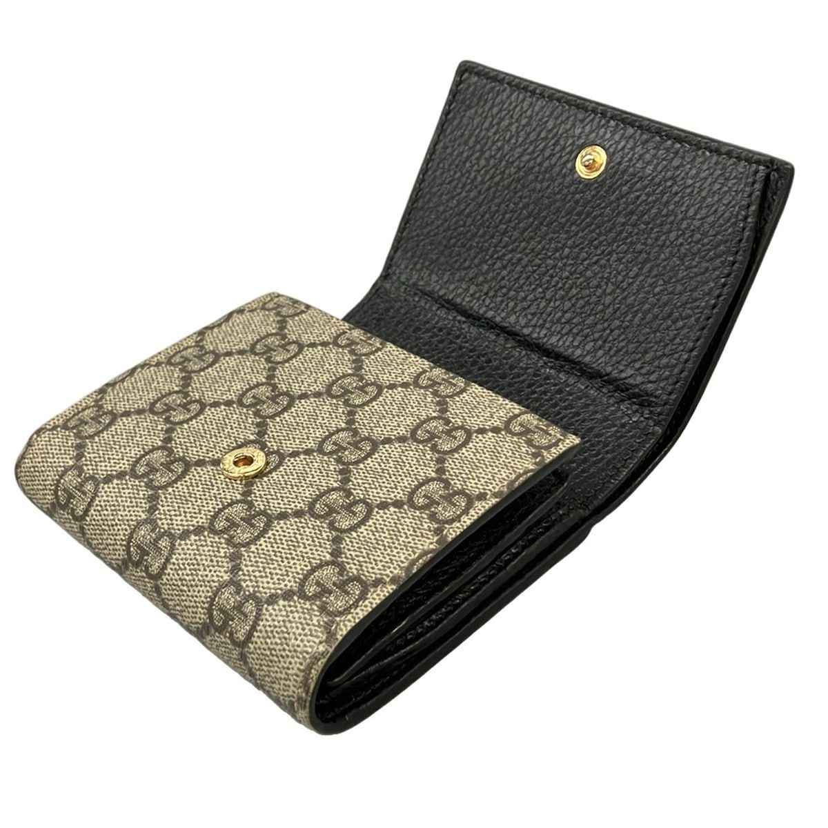 Gucci Bifold Wallet GG Marmont Plus Supreme Black Beige Khaki — view 3