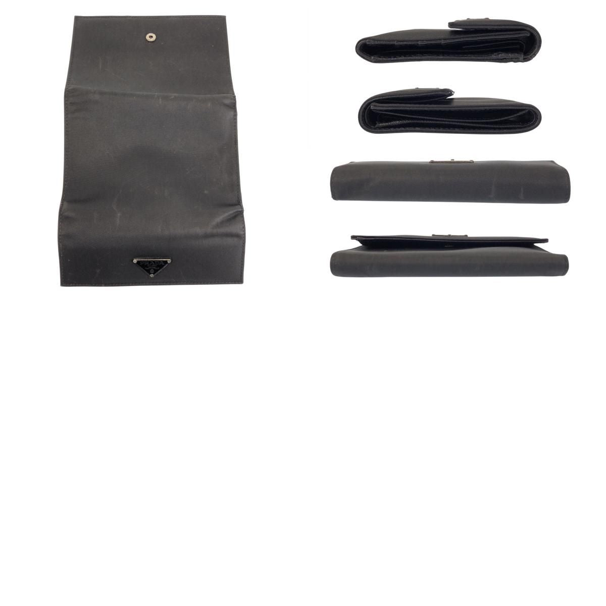 Prada Tessuto Black Silver Nylon Leather 73 Fold — view 9