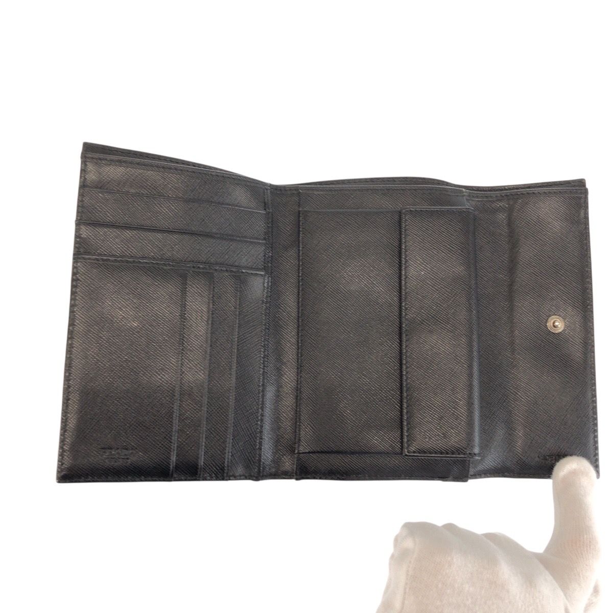 Prada Tessuto Black Silver Nylon Leather 73 Fold — view 6