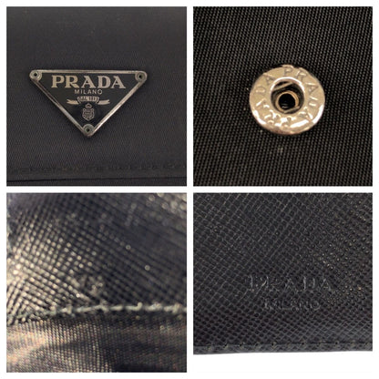 Prada Tessuto Black Silver Nylon Leather 73 Fold — view 5