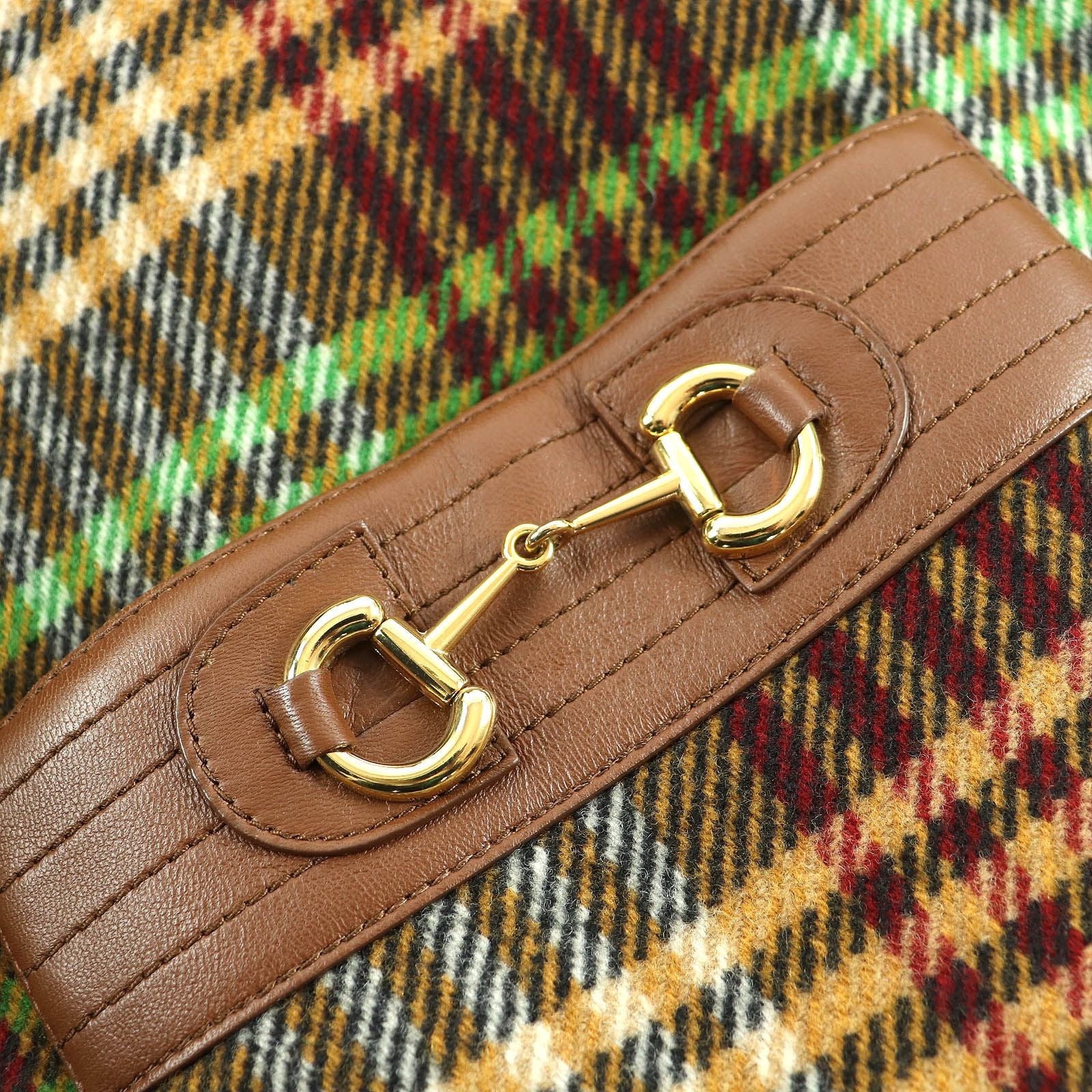 Gucci Checked Pattern Lining GG Horsebit Hooded Long Wool Coat — view 7