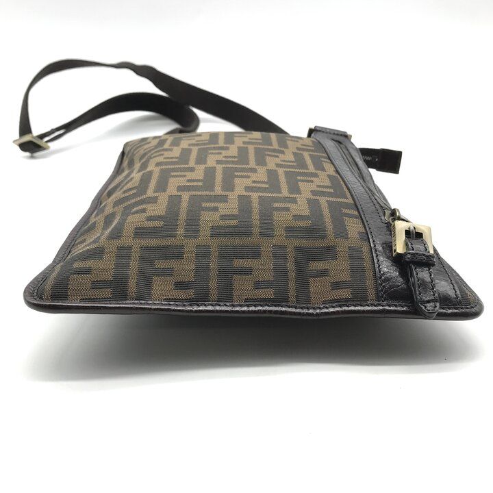 Fendi Zucca Shoulder Bag Crossbody Leather Canvas Brown