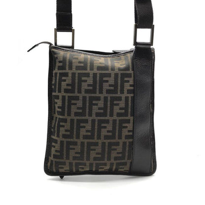Fendi Zucca Shoulder Bag Crossbody Leather Canvas Brown