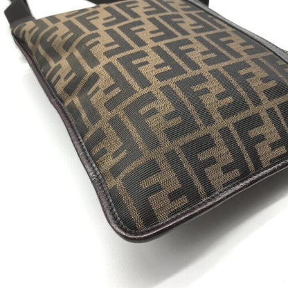 Fendi Zucca Shoulder Bag Crossbody Leather Canvas Brown