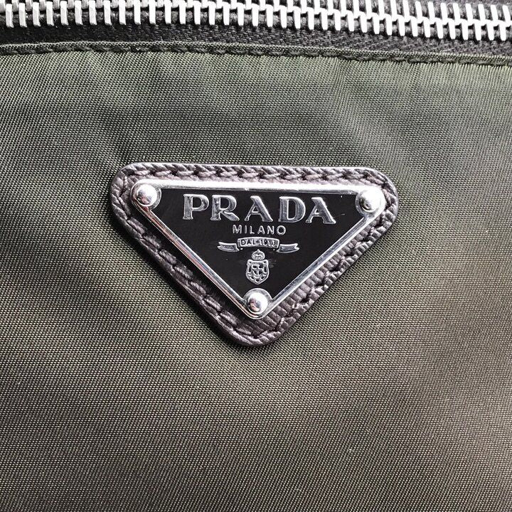 Prada Nylon Tessuto Triangle Logo Brown Shoulder Bag