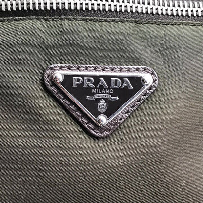 Prada Nylon Tessuto Triangle Logo Brown Shoulder Bag
