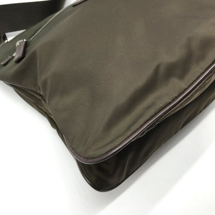Prada Nylon Tessuto Triangle Logo Brown Shoulder Bag