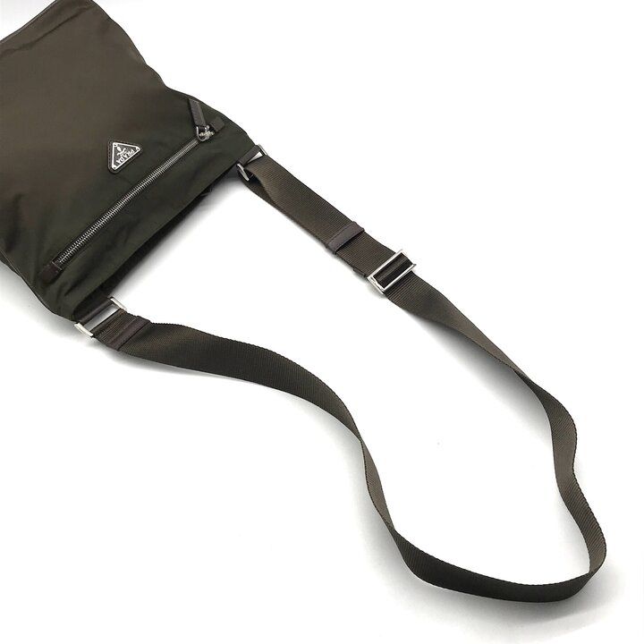 Prada Nylon Tessuto Triangle Logo Brown Shoulder Bag