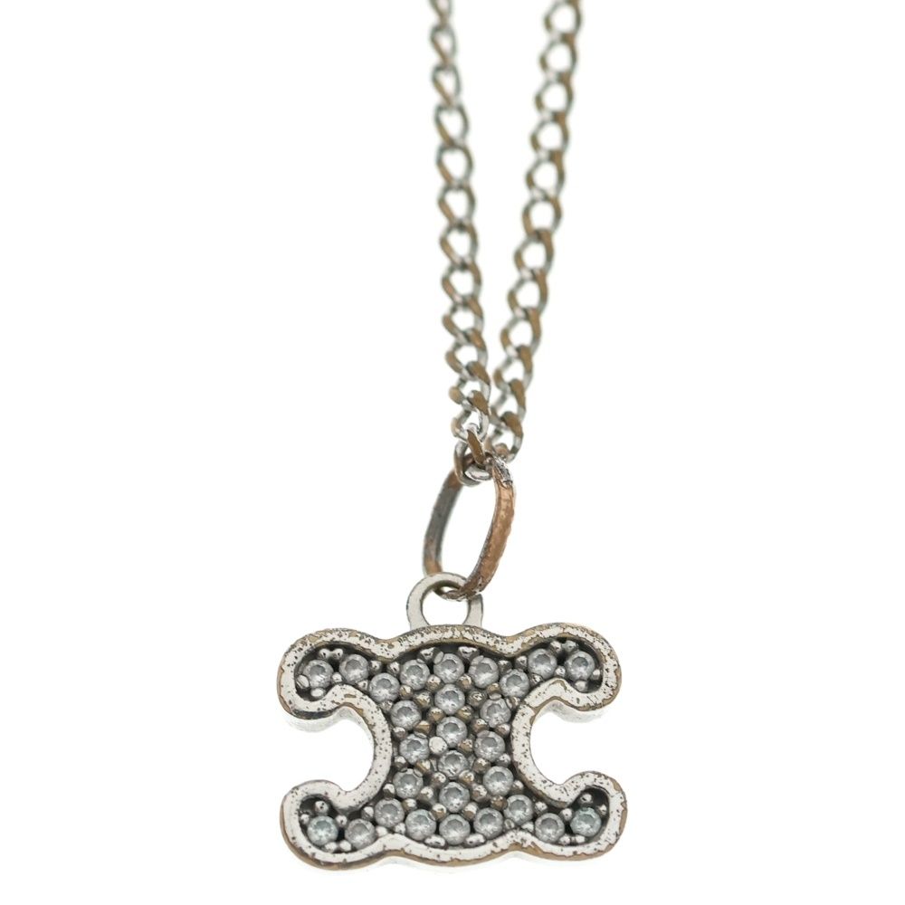 Celine Triomphe Rhinestone Necklace Silver — view 3