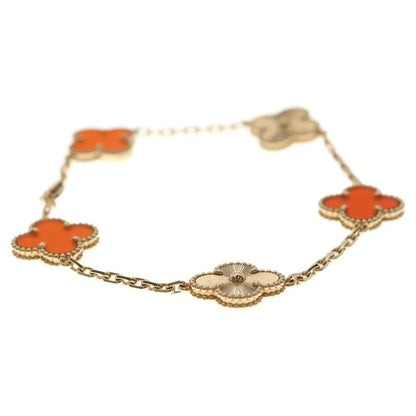 Van Cleef & Arpels Vintage Alhambra 5 Motif Carnelian Guilloche Bracelet — view 3
