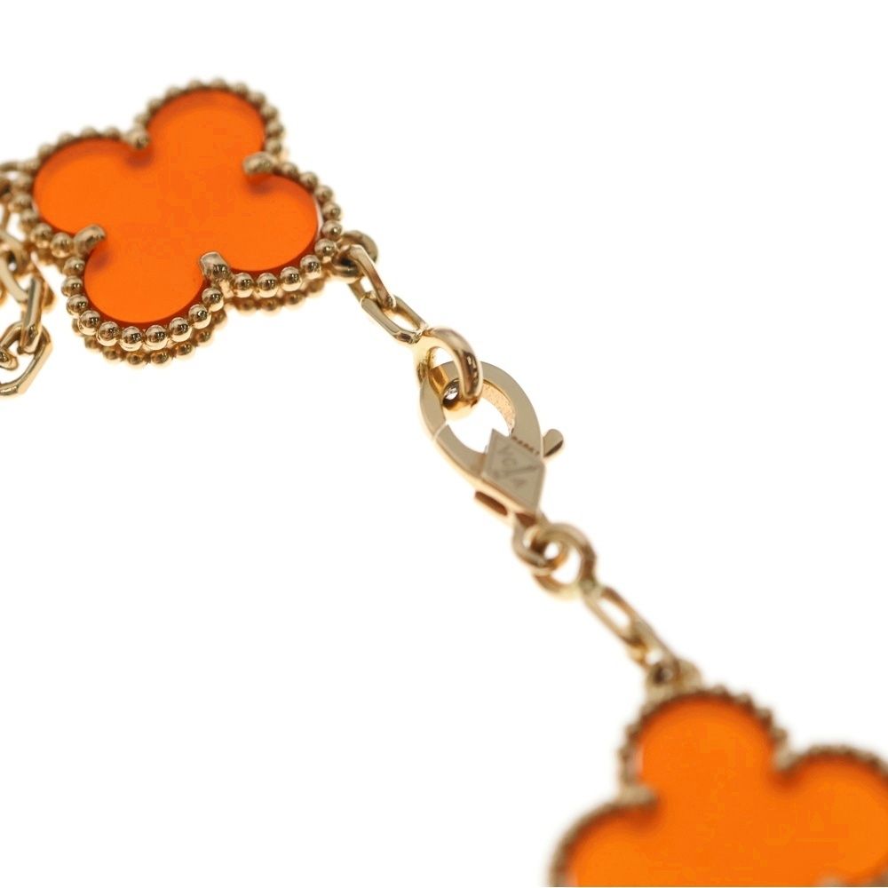 Van Cleef & Arpels Vintage Alhambra 5 Motif Carnelian Guilloche Bracelet — view 5