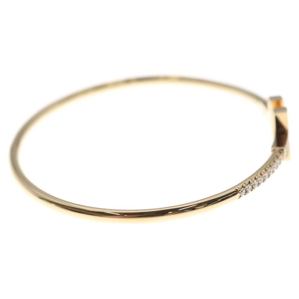 Tiffany & Co T Wire Diamond Pink Gold Bracelet Bangle — view 3