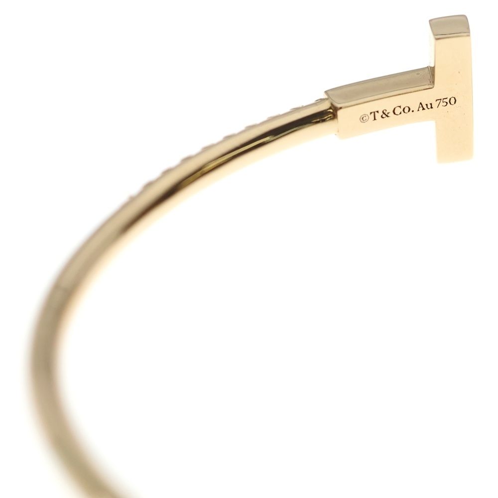 Tiffany & Co T Wire Diamond Pink Gold Bracelet Bangle — view 5