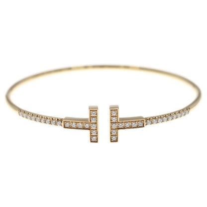 Tiffany & Co T Wire Diamond Pink Gold Bracelet Bangle — view 4