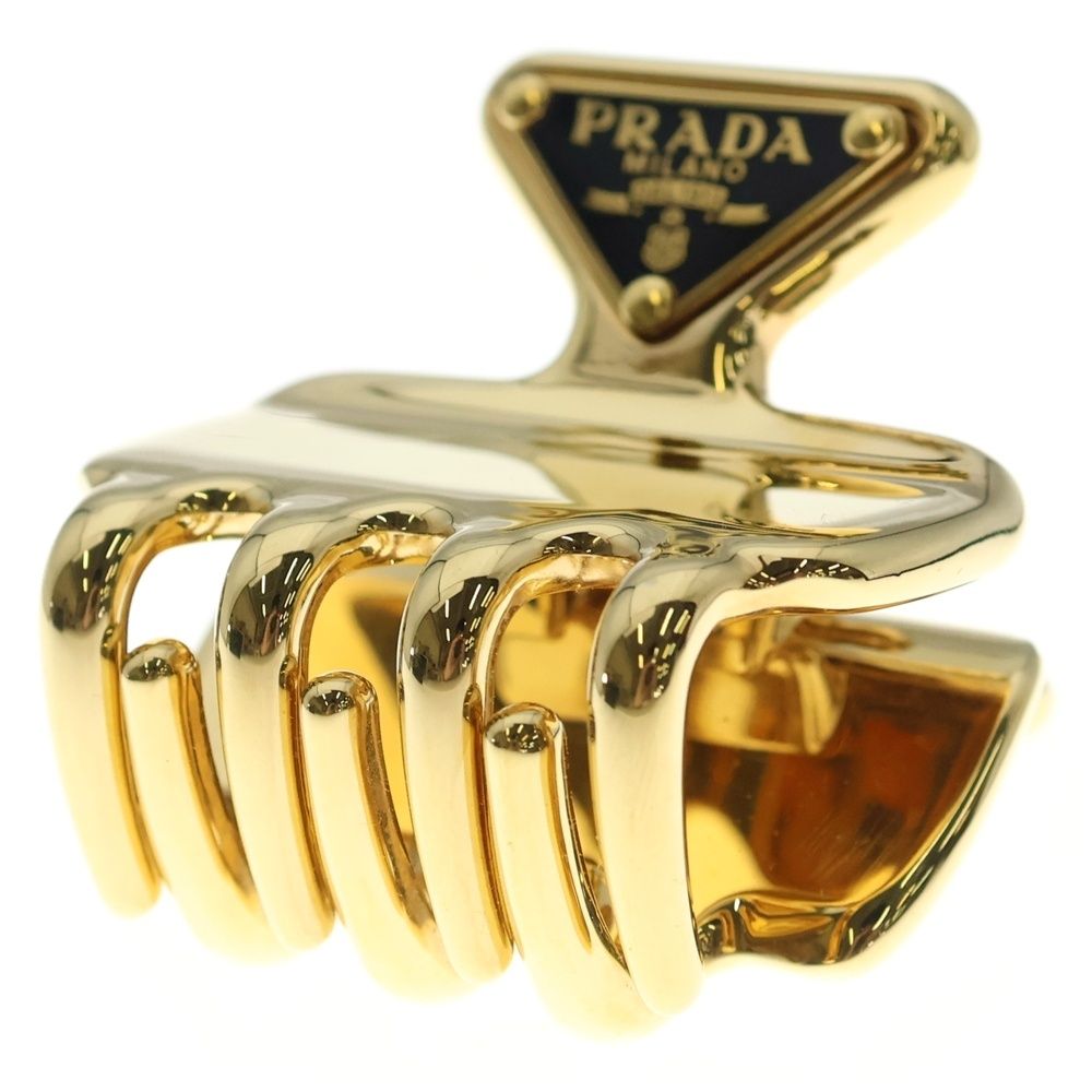 Prada Triangle Logo Hair Clip Gold — view 5