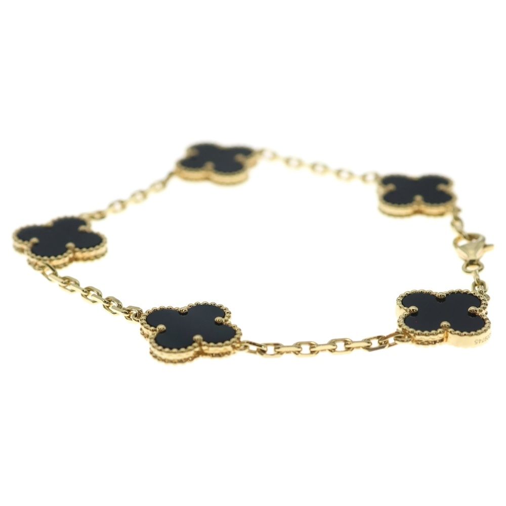 Van Cleef & Arpels Vintage Alhambra Onyx Motif Bracelet 18K YG Yellow — view 4