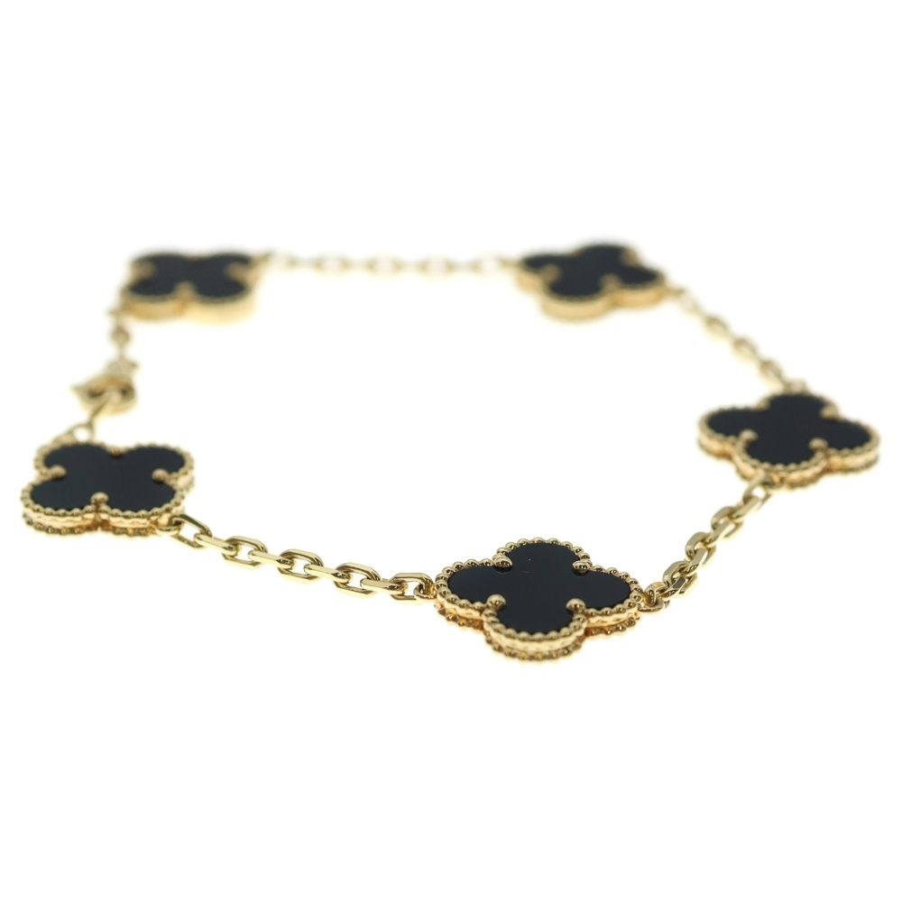 Van Cleef & Arpels Vintage Alhambra Onyx Motif Bracelet 18K YG Yellow — view 3