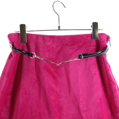 Gucci Belted Velour Velvet Skirt Pink — view 3
