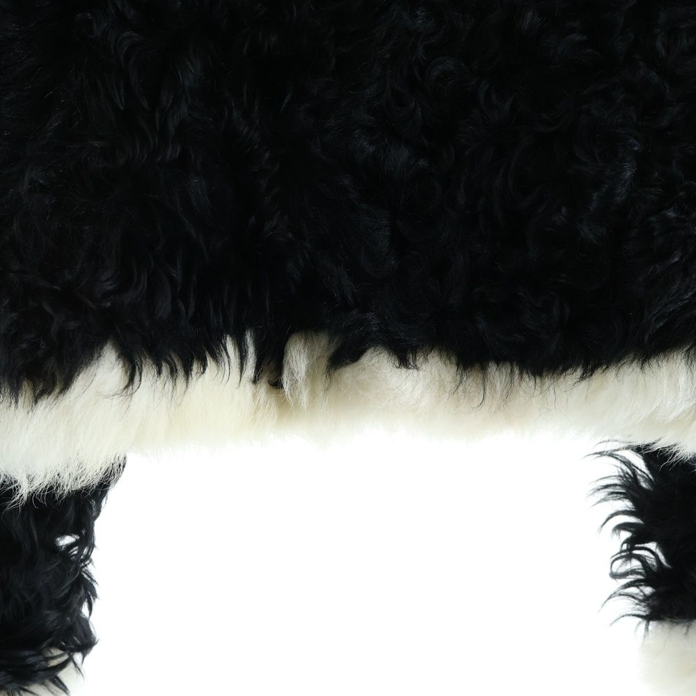 Chanel CC Logo Button Fur Jacket Shearling Black White — view 5