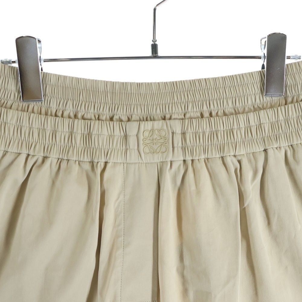 Loewe Anagram Embroidery Double Waist Trousers Wide Pants Beige — view 3
