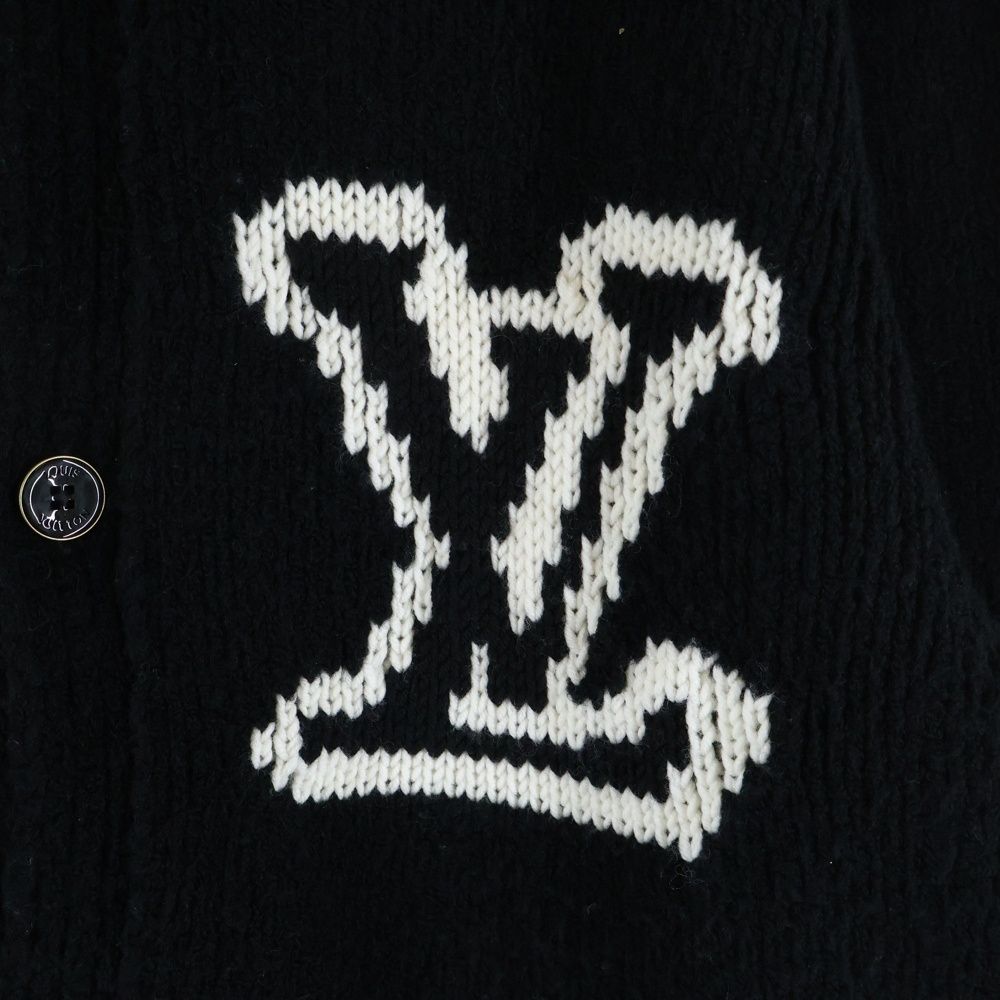 Louis Vuitton Chunky Intarsia Cardigan Qnc Black — view 5