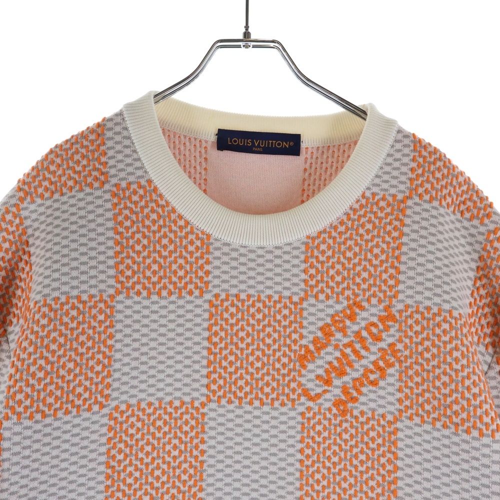 Louis Vuitton Damier Cotton Sweatshirt Trainer Orange White Sneaker — view 3