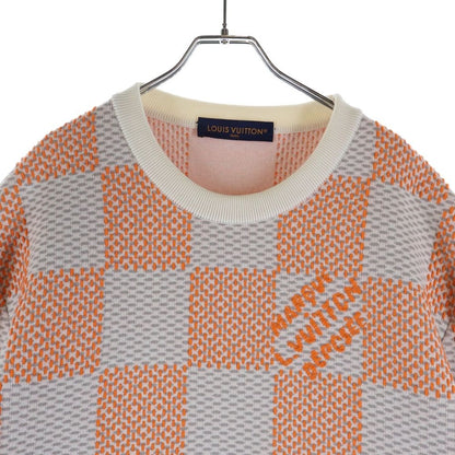 Louis Vuitton Damier Cotton Sweatshirt Trainer Orange White Sneaker — view 3