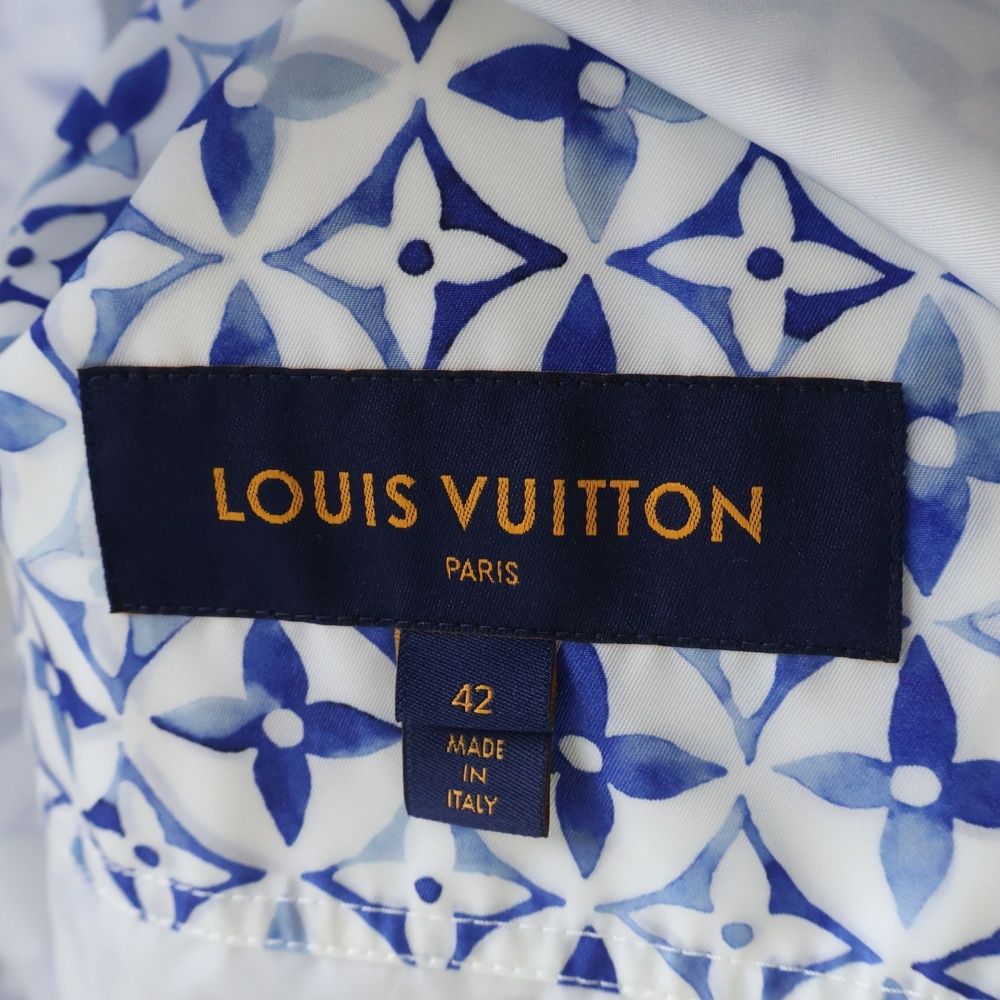 Louis Vuitton Aquarelle Monogram Nylon Zip Up Hoodie White Blue — view 7