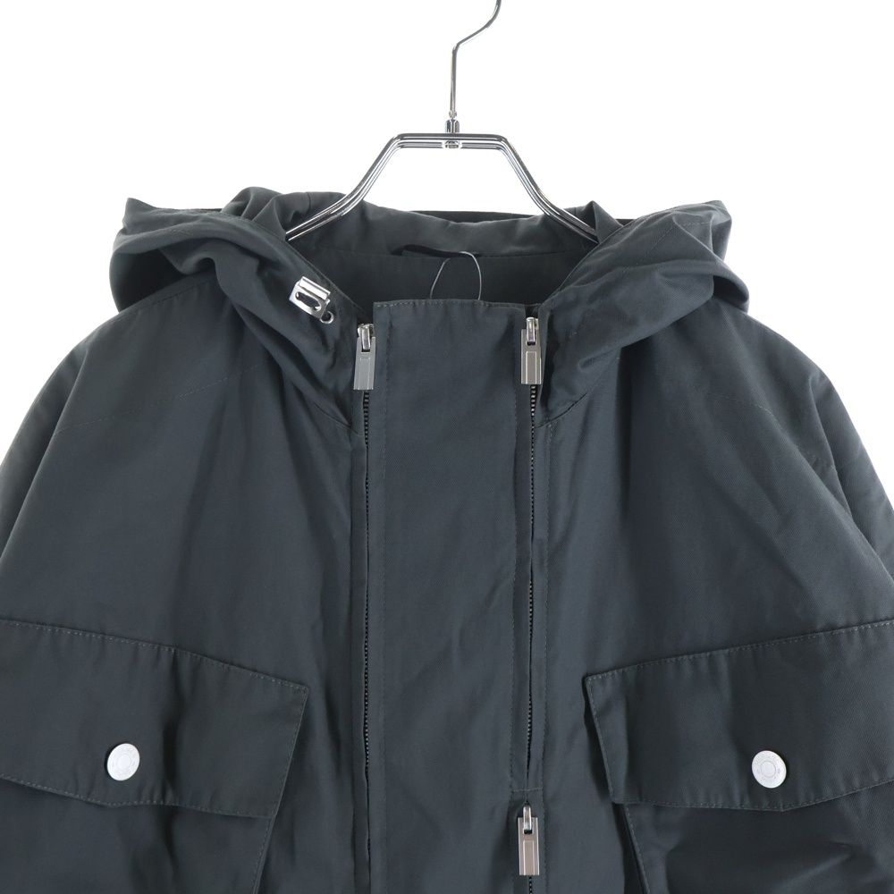 Hermes Multi Pocket Hooded Zip Up Long Jacket Coat Gray — view 3