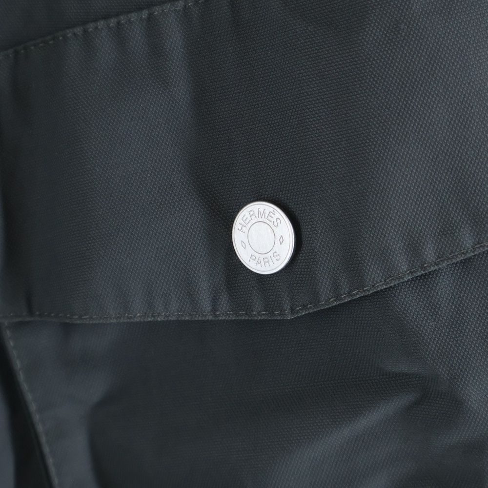 Hermes Multi Pocket Hooded Zip Up Long Jacket Coat Gray — view 5