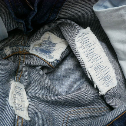 Saint Laurent Paris Denim Pants 29 Repaired Cut Off Indigo — view 8