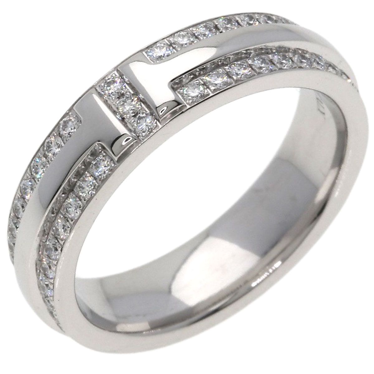 Tiffany & Co Ttwo Narrow Pave Diamond Ring 18K White Gold — view 2