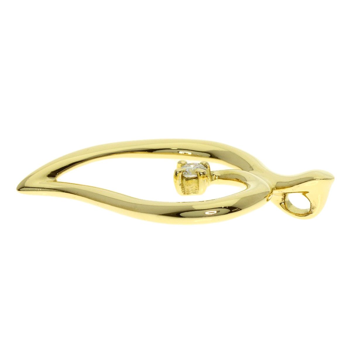 Tiffany & Co Leaf Diamond Pendant Top 18K Yellow Gold — view 3
