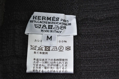 Hermes Knit Cap Beanie Cashmere Black Logo — view 6
