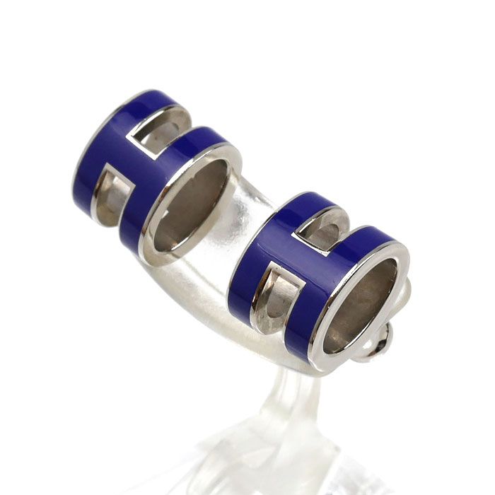 Hermes Metal Mini Pop Earrings Blue Royale — view 2