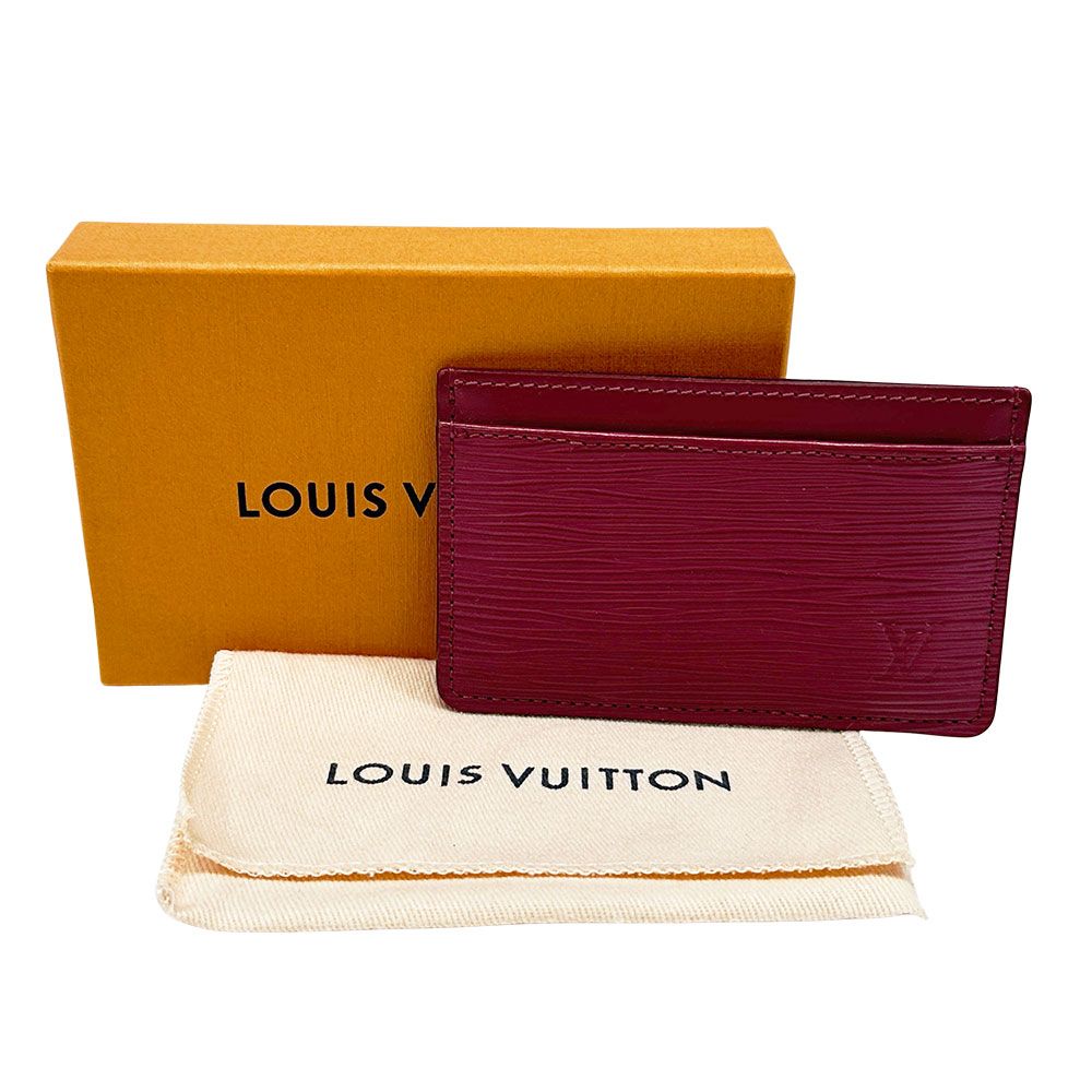 Louis Vuitton Card Case Epi Leather Holder Sample Fuchsia Wine — view 5