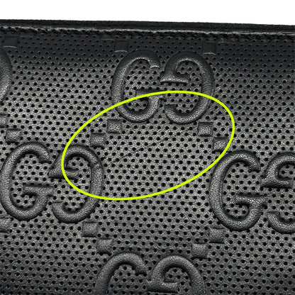 Gucci Wallet GG Emboss Zip Around Leather Black — view 9