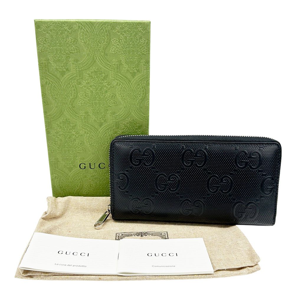 Gucci Wallet GG Emboss Zip Around Leather Black — view 5