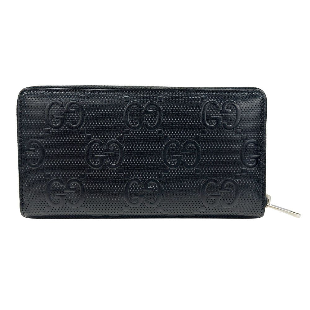Gucci Wallet GG Emboss Zip Around Leather Black — view 2