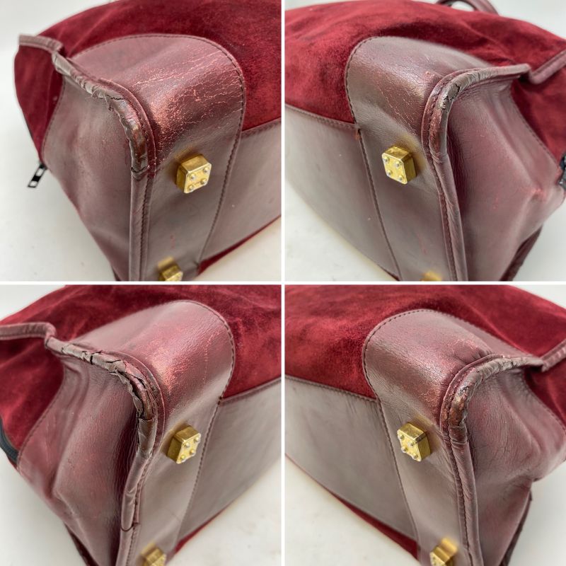 Loewe Handbag Suede Anagram Boston Gold Travel Business